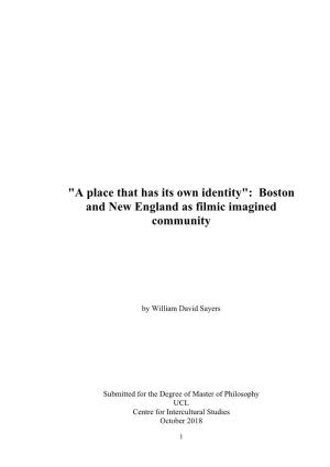 Boston and New England As Filmic Imagined Community