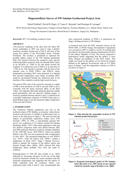 2007 Magnetotelluric Survey of NW Sabalan Geothermal Field, Iran