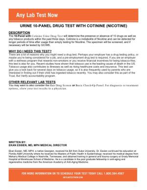 Urine 10-Panel Drug Test with Cotinine (Nicotine)