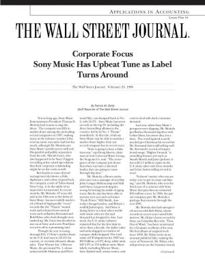 Corporate Focus Sony Music Has Upbeat Tune As Label Turns Around