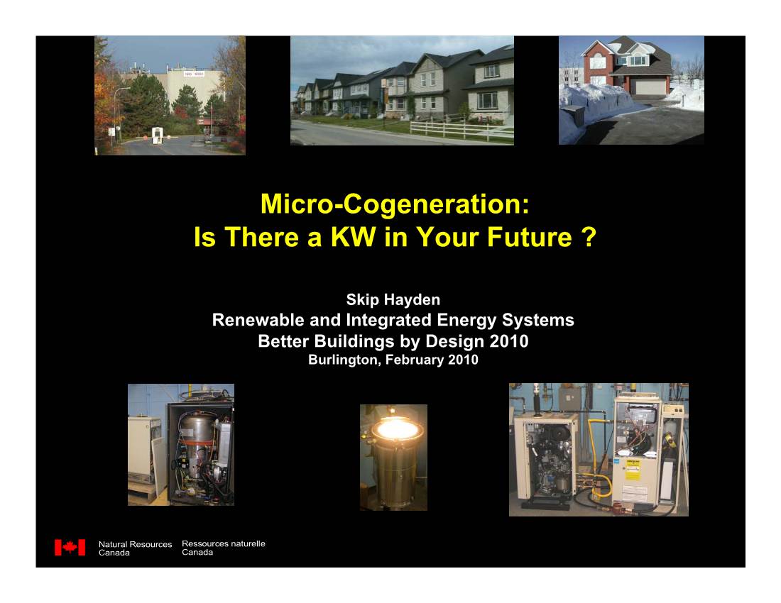 Micro-Cogeneration: Is There a KW in Your Future ?