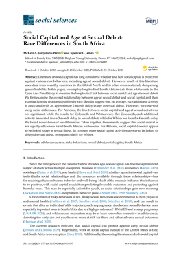 Social Capital and Age at Sexual Debut: Race Differences in South