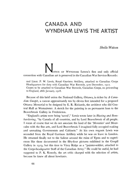 Canada and Wyndham Lewis the Artist