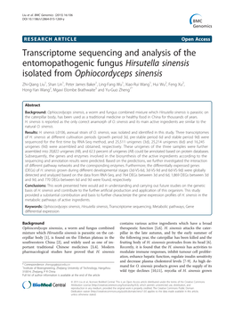 Transcriptome Sequencing and Analysis of the Entomopathogenic