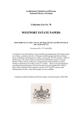 Westport Estate Papers