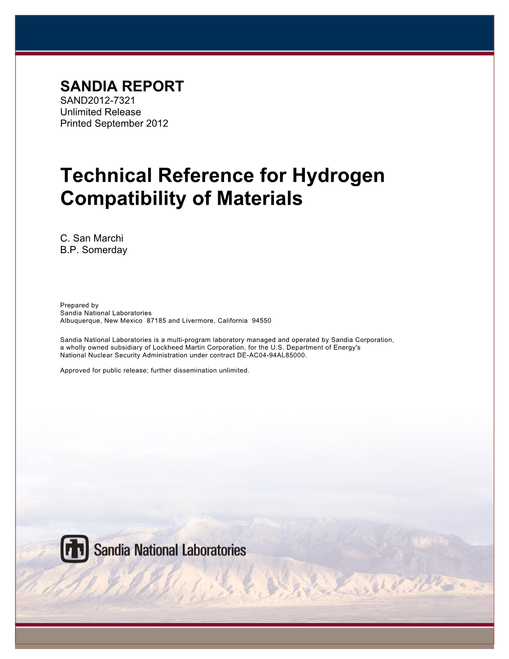 Technical Reference on Hydrogen Compatibility of Materials
