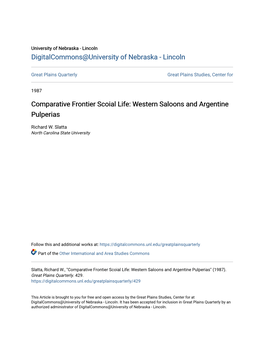 Western Saloons and Argentine Pulperias