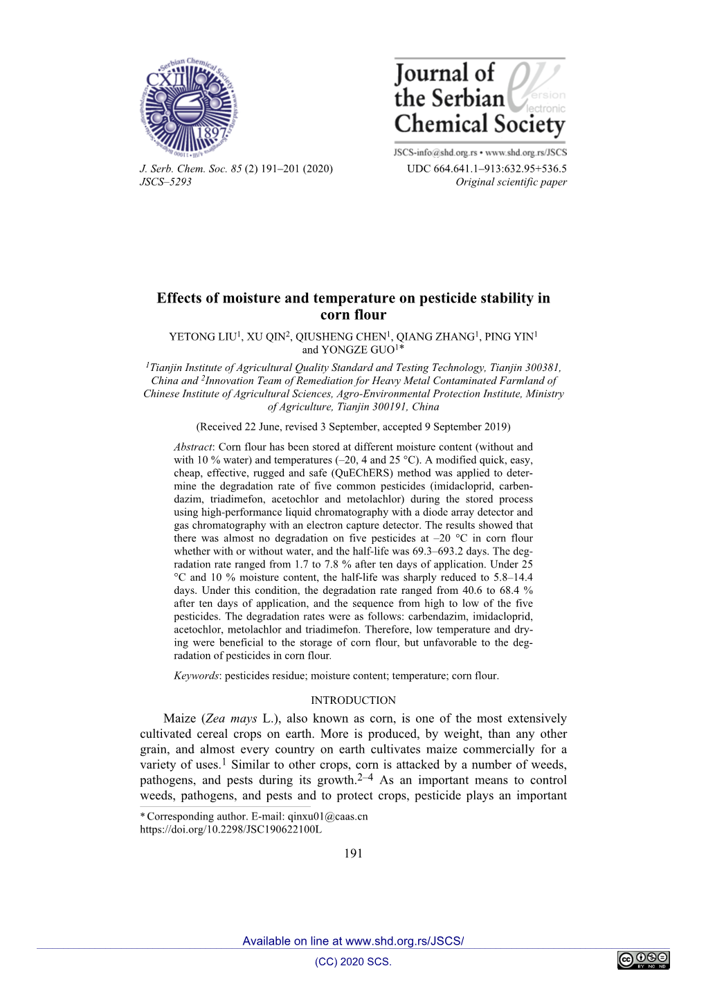 {Effects of Moisture and Temperature on Pesticide