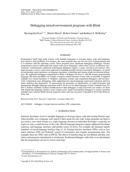 Debugging Mixedenvironment Programs with Blink
