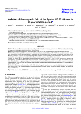 Variation of the Magnetic Field of the Ap Star HD 50169 Over Its 29-Year