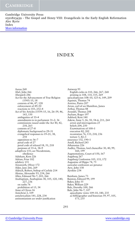 The Gospel and Henry VIII: Evangelicals in the Early English Reformation Alec Ryrie Index More Information