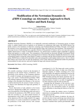 Modification of the Newtonian Dynamics in ᴧfrw-Cosmology an Alternative Approach to Dark Matter and Dark Energy