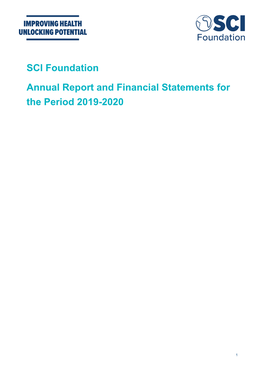 SCI Foundation Annual Report and Financial Statements for the Period 2019-2020
