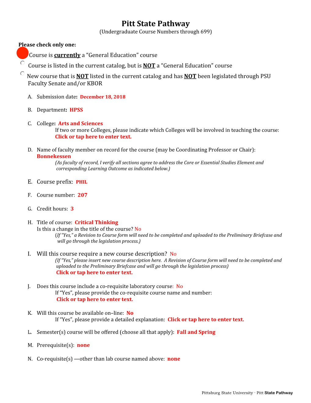 Pitt State Pathway (Undergraduate Course Numbers Through 699)