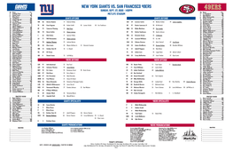 NEW YORK GIANTS Vs. San Francisco 49Ers SUNDAY, SEPT