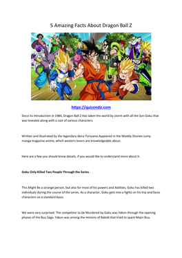 5 Amazing Facts About Dragon Ball Z