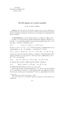 The BV-Algebra of a Jacobi Manifold