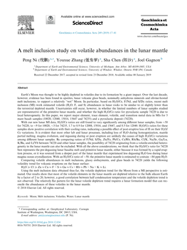 A Melt Inclusion Study on Volatile Abundances in the Lunar Mantle