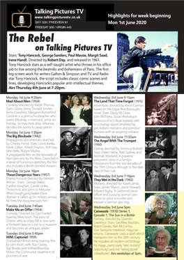The Rebel on Talking Pictures TV Stars: Tony Hancock, George Sanders, Paul Massie, Margit Saad, Irene Handl