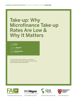 Take-Up: Why Microfinance Take-Up Rates Are Low & Why It Matters