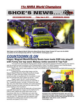 NHRA COUNTDOWN to the CHAMPIONSHIP STANDINGS (Reset for Start of Six-Event Playoff That Starts Sept