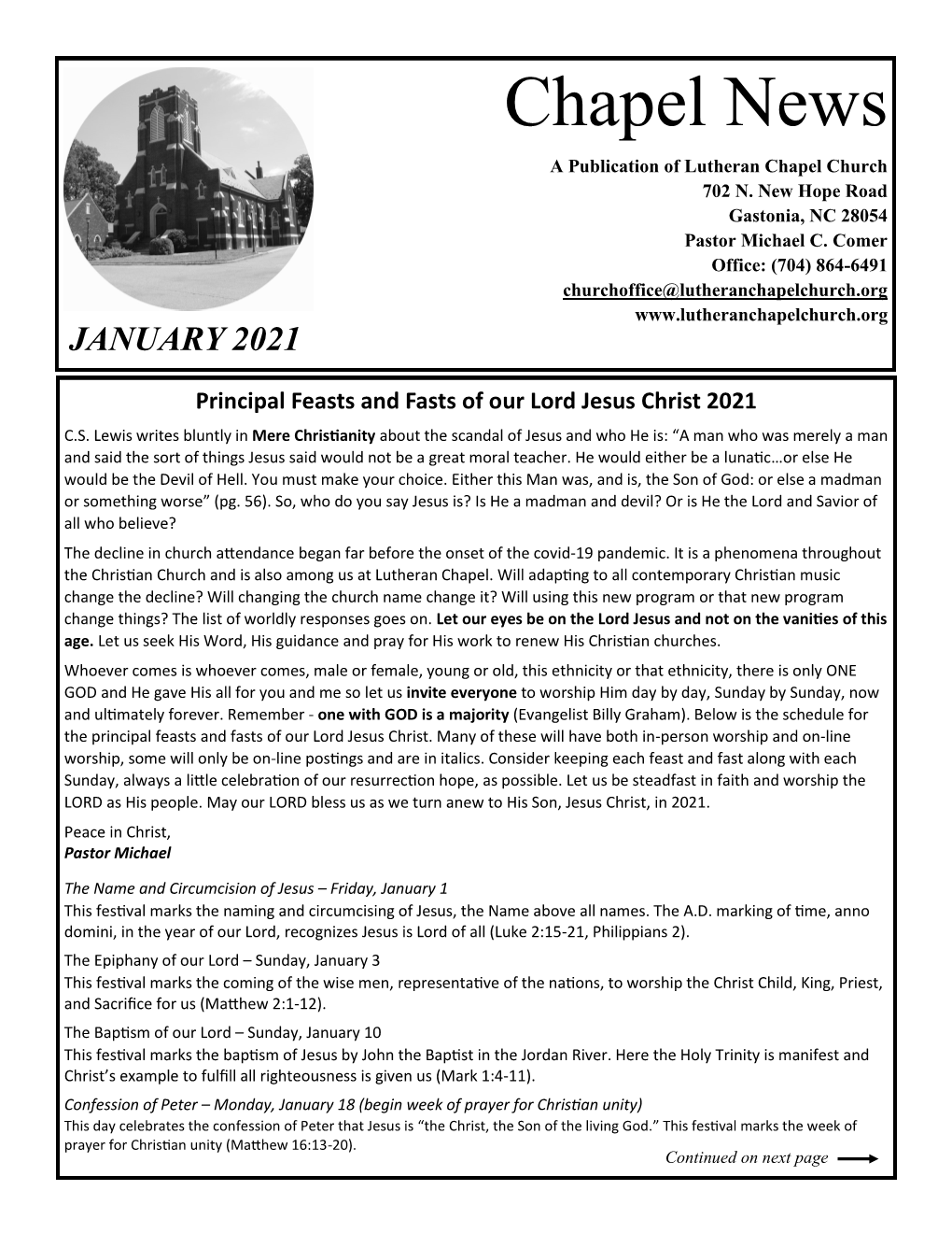 January 2021 Newsletter