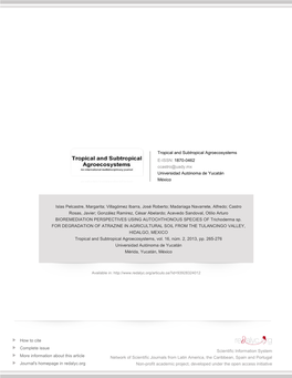 Tropical and Subtropical Agroecosystems E-ISSN: 1870-0462 Ccastro@Uady.Mx Universidad Autónoma De Yucatán México