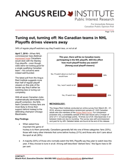 Tuning Out, Turning Off: No Canadian Teams in NHL Playoffs Drives Viewers Away