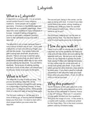 What Is a Labyrinth? a Labyrinth Is a Curving Path