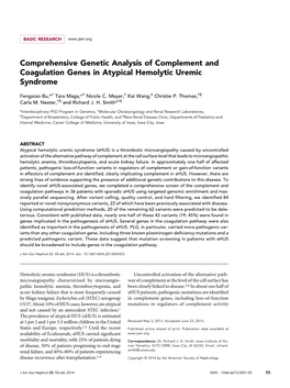 Comprehensive Genetic Analysis of Complement and Coagulation Genes in Atypical Hemolytic Uremic Syndrome