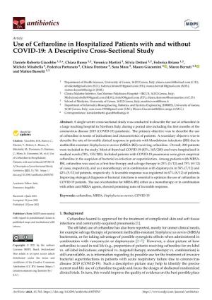 Use of Ceftaroline in Hospitalized Patients with and Without COVID-19: a Descriptive Cross-Sectional Study