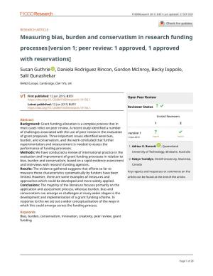 Measuring Bias, Burden and Conservatism in Research Funding Processes [Version 1; Peer Review: 1 Approved, 1 Approved with Reservations]