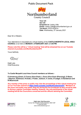 (Public Pack)Agenda Document for Castle Morpeth Local Area Council, 08/02/2021 16:00