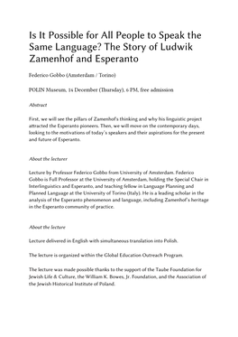 The Story of Ludwik Zamenhof and Esperanto