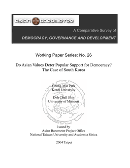 Do Asian Values Deter Popular Support for Democracy? the Case of South Korea