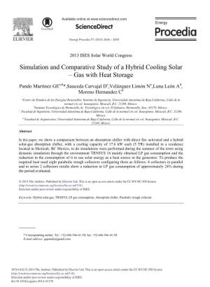Simulation and Comparative Study of a Hybrid Cooling Solar – Gas with Heat Storage
