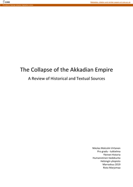The Collapse of the Akkadian Empire a Review of Historical and Textual Sources
