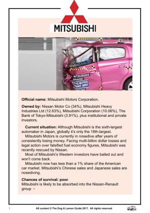Mitsubishi Motors Corporation. Owned By