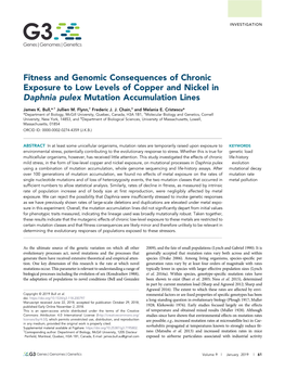Fitness and Genomic Consequences of Chronic Exposure to Low Levels of Copper and Nickel in Daphnia Pulex Mutation Accumulation Lines