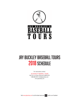 Jay Buckley Baseball Tours 2018Schedule