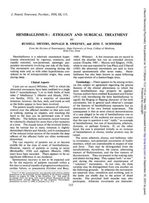 Hemiballismus: /Etiology and Surgical Treatment by Russell Meyers, Donald B