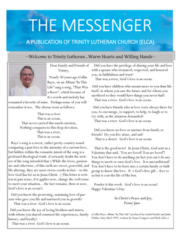 The Messenger a Publication of Trinity Lutheran Church (Elca)
