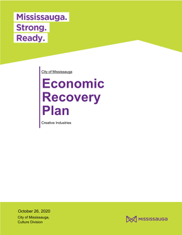 Creative Industries Economic Recovery Plan