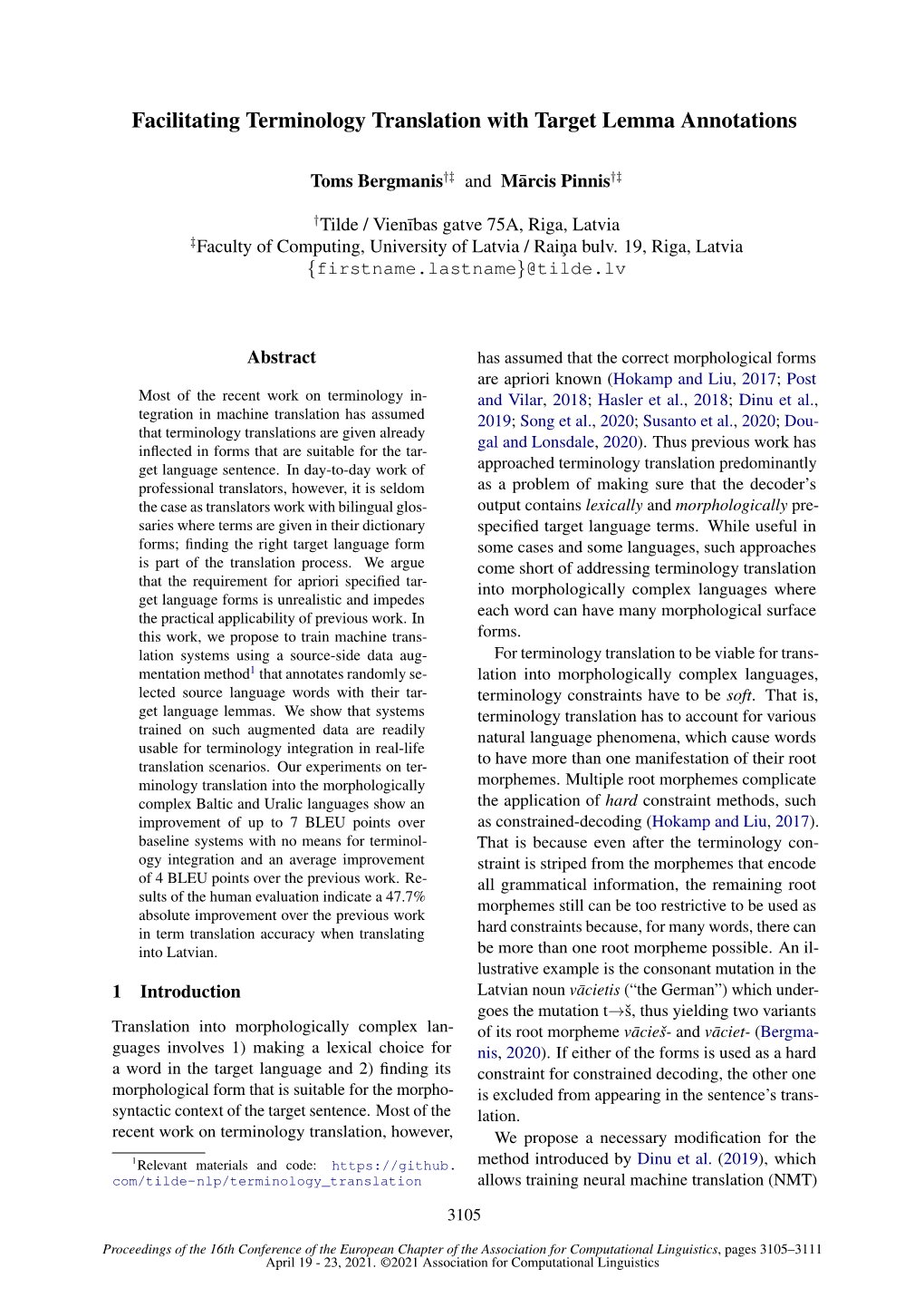 Facilitating Terminology Translation with Target Lemma Annotations