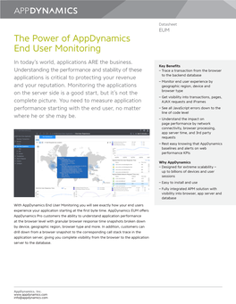 The Power of Appdynamics End User Monitoring