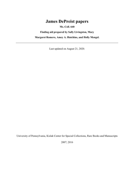 James Depreist Papers Ms