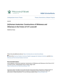 Constructions of Whiteness and Otherness in the Fiction of HP Lovecraft