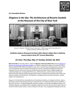 Elegance in the Sky: the Architecture of Rosario Candela at the Museum of the City of New York