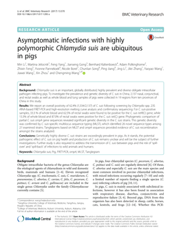 Asymptomatic Infections with Highly Polymorphic Chlamydia Suis Are