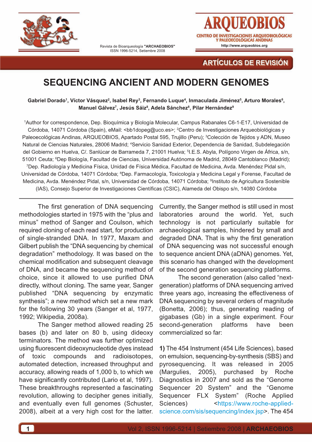 Sequencing Ancient and Modern Genomes